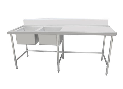 Inlet Bench - Double Sink with Splashback & Leg Brace