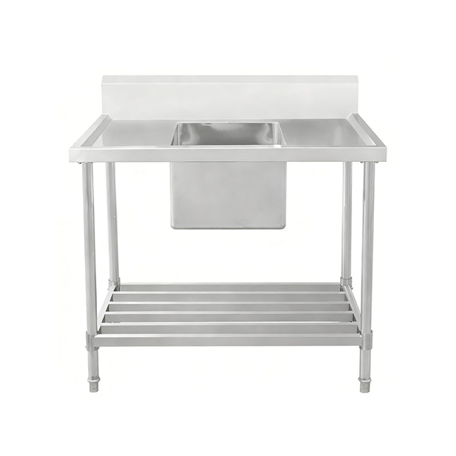 Work Bench - Single Sink with Pipe Undershelf