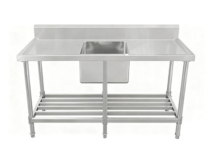 Work Bench - Single Sink with Pipe Undershelf