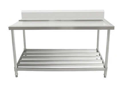 Outlet Bench with Splashback & Pipe Undershelf