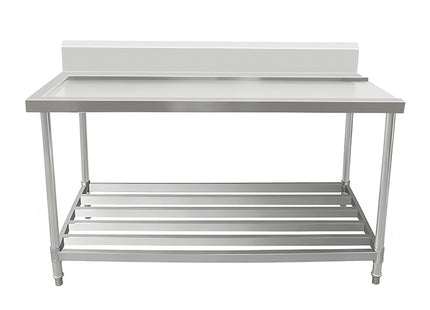 Outlet Bench with Splashback & Pipe Undershelf