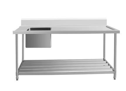 Inlet Bench - Single Sink with Splashback & Pipe Undershelf