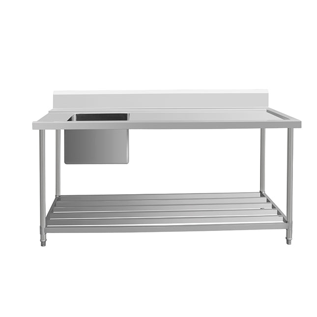 Inlet Bench - Single Sink with Splashback & Pipe Undershelf
