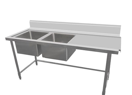 Inlet Bench - Double Sink with Splashback & Leg Brace