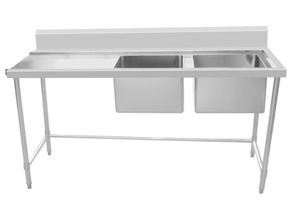 Inlet Bench - Double Sink with Splashback & Leg Brace