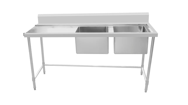 Inlet Bench - Double Sink with Splashback & Leg Brace