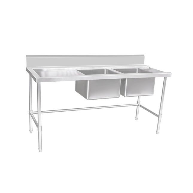 Inlet Bench - Double Sink with Splashback & Leg Brace