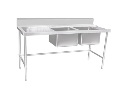 Inlet Bench - Double Sink with Splashback & Leg Brace